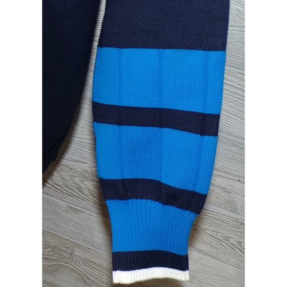 Lacoste V Sweater M Oversized Navy Color Block Tennis Jumper Big Alligator - Picture 6 of 16